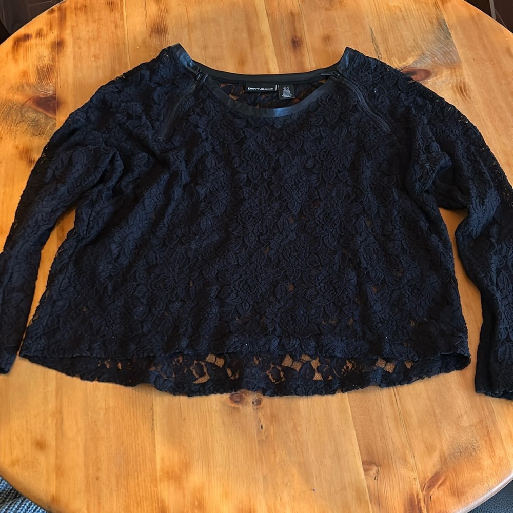 DKNY women’s black lace top - size M - worn once